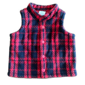 Wonderkids Red & Black Plaid Fleece Vest Boys' 18 Months